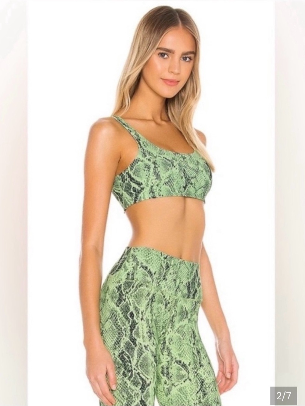 ALO Green Snakeskin 🐍 Bra and Leggings Set